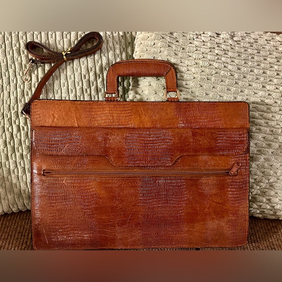 Vintage never used NEW snakeskin leather briefcase - Picture 1 of 10